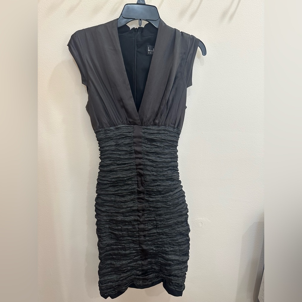 Nicole Miller Charcoal Ruched Mini Dress